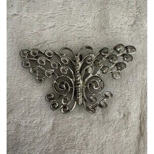 Vintage Silver-Tone Filigree BUTTERFLY Brooch/Pin